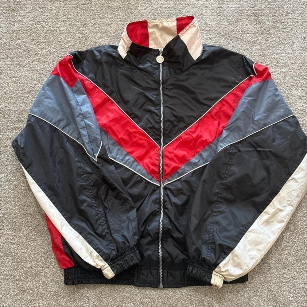 Vintage 80s Wilson Track Jacket XL Red Black Windbreaker